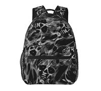 Ahdyr Ghost Skulls And Flames Black Art Daypack Zaino in poliestere resistente antifurto multiuso Bookbag Grande capacità Viaggi Escursionismo e campeggio Zaino con cerniere lisce