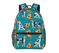 Ahdyr Great Dane Dog Pizza Art Zaini Borsa a tracolla antifurto multiuso leggera Borsa a tracolla per laptop di grande capacità Zaino con cinghie imbottite