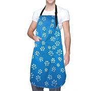 Ahdyr Grembiule impermeabile blu con zampe di cane con 2 tasche Grembiuli da cuoco da cucina Bavaglini per cucinare Cottura Pittura Giardinaggio Toelettatura