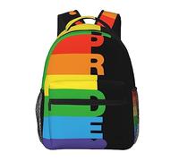 Ahdyr Lgbt Gay Pride Arcobaleno Bisessuale Art Daypack Zaino Poliestere resistente Antifurto Multiuso Bookbag Grande capacità Viaggio Escursionismo e campeggio Zaino con cerniere lisce