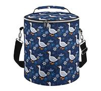 Ahdyr Oche Fiori e barchette di carta Doppia borsa termica Borsa termica a tenuta stagna Borsa a tracolla portatile per il pranzo di raffreddamento per viaggi di lavoro in spiaggia da picnic 10"x12"