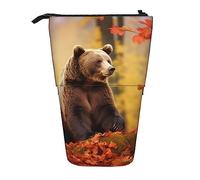 Ahdyr Orso bruno in autunno Astuccio per matite in piedi, simpatico astuccio per penne, astuccio telescopico per cancelleria, borsa per cosmetici per l'ufficio femminile