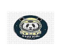 Ahdyr Panda Puzzle Simpatico Animale Spazio Panda Astronauta con Stelle Pianeta Citazione Puzzle in Legno 300 Pezzi Gioco Giocattolo Grande per Uomini Donne Ragazzi Ragazze 10,2x15 Pollici