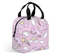 Ahdyr Pink Unicorns Donut Rainbow Borsa termica per il pranzo Borse riutilizzabili con t a e manico per uomo Donna Lavoro Picnic Viaggi Ufficio Spiaggia