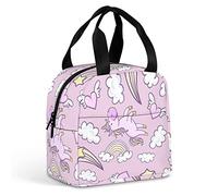Ahdyr Pink Unicorns Donut Rainbow Borsa termica per il pranzo Borse termiche riutilizzabili con t a per lavoro Picnic Viaggi Ufficio Spiaggia Uomo Donna