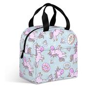 Ahdyr Pink Unicorns Donuts Rainbow Borsa termica per il pranzo Borse riutilizzabili con t a e manico per uomo Donna Lavoro Picnic Viaggi Ufficio Spiaggia