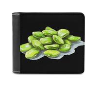 Ahdyr Portafoglio bifold in pelle da uomo Green Lima Beans, sottile, con fermasoldi e 6 scomparti per carte