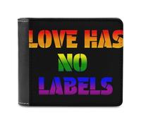 Ahdyr Portafoglio bifold in pelle da uomo Love Has No Labels, sottile, con fermasoldi e 6 scomparti per carte