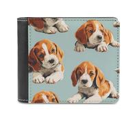 Ahdyr Portafoglio da uomo in pelle a due ante con fermasoldi da viaggio sottile, modello Beagle Puppy, con 6 scomparti per carte
