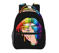 Ahdyr Rainbow Lips Lgbt Gay Pride Pattern Zainetto Zaino Poliestere resistente Antifurto Multiuso Bookbag Grande capacità Viaggio Escursionismo e campeggio Zaino con cerniere lisce