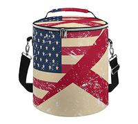 Ahdyr Retro USA e Alabama State Flag Doppia borsa termica Borsa termica a tenuta stagna Borsa a tracolla portatile per il pranzo di raffreddamento per viaggi di lavoro in spiaggia da picnic 10"x12"