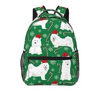 Ahdyr Samoyeds Dog Christmas Dog Daypack Zaino in poliestere resistente multiuso Borsa a tracolla antifurto Zaino da escursionismo all'aperto per palestra di grande capacità con cerniere lisce