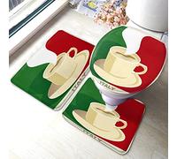 Ahdyr Set di tappetini da bagno caffè Italia Espresso Cappuccino con bandiera italiana Tappetino da bagno 3 pezzi Tappeto Coprisedile copriwater Tappetino antiscivolo Tappetino antiscivolo