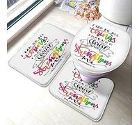 Ahdyr Set di tappetini da bagno con citazione Posso fare tutto attraverso Who Strengthens Me Word Tappetino da bagno 3 pezzi Tappeto Coprisedile copriwater Tappetino antiscivolo Tappetino antiscivolo