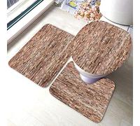 Ahdyr Set di tappetini da bagno per muro di mattoni rossi 3 pezzi Vecchi mattoni Pietre da costruzione Scenario Tappetino antiscivolo per bagno Include tappeto da Tappetino contorno Coperchio coperc