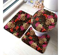 Ahdyr Set di tappetini e tappetini da bagno con fiori esotici 3 pezzi del paradiso Tappetino da bagno con motivo tropicale senza cuciture Tappetino da a a forma di U Tappetino da a Copri