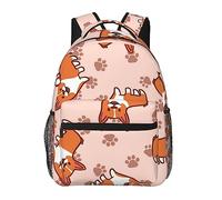Ahdyr Simpatico zaino Corgi Dog Art Zaino in poliestere resistente antifurto multiuso Borsa per libri per laptop di grande capacità Zaino con tasche laterali