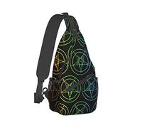 Ahdyr Sling Backpack Travel Hiking Daypack Baphomet-Satanic-Goat-Gay-Rainbow Rope Crossbody Shoulder Bag