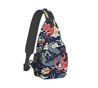 Ahdyr Sling Backpack Travel Hiking Daypack Borsa a tracolla a tracolla in corda Cloud-Dragon-China-Japanese
