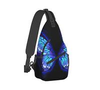 Ahdyr Sling Backpack Travel Hiking Daypack Borsa a tracolla in corda con ali di farfalla blu brillante