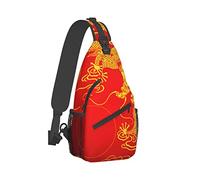 Ahdyr Sling Backpack Travel Hiking Daypack Borsa a tracolla in corda Dragon-Gold-Japan-China