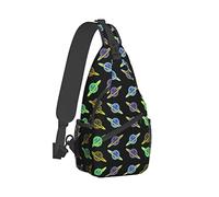 Ahdyr Sling Backpack Travel Hiking Daypack Borsa a tracolla in corda Psychedelic-Planet-Pizza