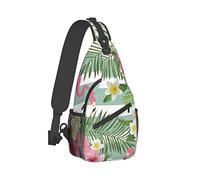 Ahdyr Sling Backpack Travel Hiking Daypack Borsa a tracolla in corda tropicale-fenicottero-floreale