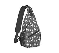 Ahdyr Sling Backpack Travel Hiking Daypack Moose-Trot-Vintage-Grey Rope Crossbody Shoulder Bag