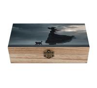 Ahdyr strega dai capelli lunghi, scatola portaoggetti in legno con coperchio incernierato e chiusura frontale, grande scatola ricordo