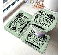 Ahdyr Tappetino da bagno con citazione Set di 3 pezzi La tua parola è una lampada per i miei piedi Tappetino da bagno Tappeto grande Coprisedile copriwater Tappetino antiscivolo Tappetino antiscivolo