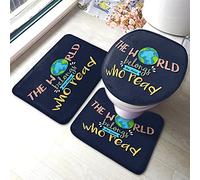 Ahdyr Tappetino da bagno Earth Set World Appartiene a coloro che leggono parole ispiratrici Tappetino da bagno 3 pezzi Tappeto Coprisedile copriwater Tappetino antiscivolo Tappetino antiscivolo