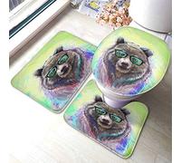 Ahdyr Tappetino da Bagno Scenario Sentiero in una Favola Nebbia Magica Farfalle Fiori Erba Greenwood Tappetino da Bagno Set 3 Pezzi Tappeto Coprisedile Copriwater Tappetino Antiscivolo