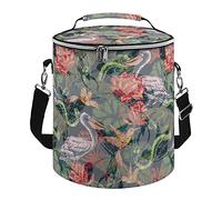 Ahdyr TropicalPattern - Borsa termica doppia, isolata, a tenuta stagna, borsa a tracolla portatile per il pranzo, per picnic, spiaggia, viaggi di lavoro, 25,4 x 30,5 cm