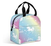 Ahdyr Unicorno magico con stella Borsa termica per il pranzo Borse riutilizzabili con t a e manico per uomo Donna Lavoro Picnic Viaggi Ufficio Spiaggia