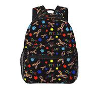 Ahdyr Uomini e donne Poliestere durevole Consapevolezza dell'autismo Special Love Zaino Borsa a libro di grande capacità con cerniere lisce per arrampicata Picnic Bicicletta