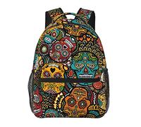 Ahdyr Uomini e Donne Resistente Poliestere Teschi di Zucchero Messicano Arte Zaino Grande Capacità Bookbag con Cerniere Lisce per Arrampicata Picnic Bicicletta