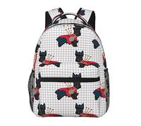 Ahdyr Uomo Donna Durevole Poliestere Scottie Dog Con Cornamuse Art Daypack Borsa A Tracolla Di Grande Capacità Con Cerniere Lisce Per Escursionismo Lavoro Camminare Ciclismo