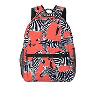 Ahdyr Uomo Donna Leggero Zebra Red Print Zaino Borsa a libro di grande capacità con cerniere lisce per la corsa in palestra