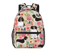 Ahdyr Uomo Donna Poliestere resistente English Springer Spaniel Dog Art Daypack Borsa a tracolla di grande capacità con cerniere lisce per escursionismo, lavoro, camminata, ciclismo