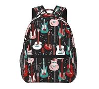 Ahdyr Uomo Donna Resistente Poliestere Rock And Roll Chitarre Art Daypack Bookbag Borsa a tracolla di grande capacità con cinghie imbottite per arrampicata Viaggi Camminate Ciclismo