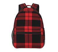 Ahdyr Uomo Donna Resistente Poliestere Rosso Nero Scozzese Motivo Scozzese Zainetto Borsa A Tracolla Di Grande Capacità Con Cerniere Lisce Per Escursionismo Lavoro Camminare Ciclismo