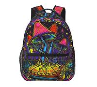 Ahdyr Uomo Donna Resistente poliestere Trippy Magic Mushroom Art Daypack Borsa a tracolla di grande capacità con cerniere lisce per escursionismo, lavoro, camminata, ciclismo