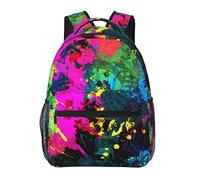 Ahdyr Uomo Donna Resistente Poliestere Vernice Splatter Dark Art Daypack Borsa a tracolla di grande capacità con spallacci regolabili per campeggio, viaggi, passeggiate, ciclismo