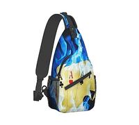 Ahdyr viaggio per zainetto sportivo da uomo e da donna, zaino da viaggio per carte da poker Blue Fire Art Sling per viaggi Escursionismo per piccoli attrezzi Zaino