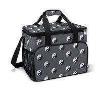Ahdyr Yin-Yang Pattern Cooler Box Borsa isolata a tenuta stagna Borsa a tracolla portatile per il pranzo di raffreddamento per viaggi di lavoro in spiaggia da picnic 15.4"x12"