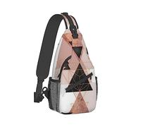 Ahdyr Zaino a casual, borsa, triangoli geometrici Borsa sul petto con spalla arte bianca oro rosa, borsa da trasporto, viaggio a per uomo/donna
