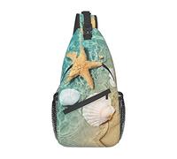 Ahdyr Zaino a tracolla con motivo a stella marina e conchiglia, borsa a tracolla leggera per donna uomo, zaino casual per esterno
