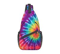 Ahdyr Zaino a tracolla con motivo tie-dye, borsa a tracolla leggera a tracolla per donna uomo, zainetto casual per esterni