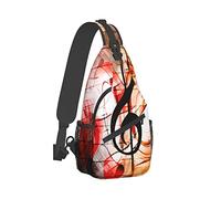 Ahdyr Zaino a tracolla da viaggio, zaino da escursionismo, borsa a tracolla con tracolla in corda Hearts-Music-Notes-Music-Clefs