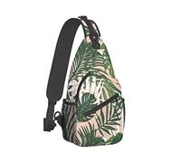 Ahdyr Zaino a tracolla da viaggio Zaino da escursionismo Daypack Borsa a tracolla con tracolla in corda tropicale-foglie di palma-rosa-blush